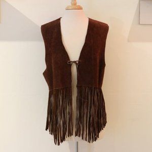 Brown Suede Western Fringe Vest